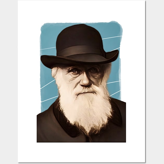 English biologist Charles Darwin illustration Wall Art by Litstoy 